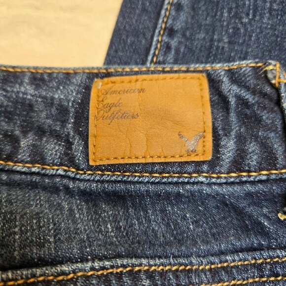 American Eagle Jeans Boy Fit Womens 10 Mid rise Stretch Cropped Dark Wash‎ Y2K - Picture 9 of 11